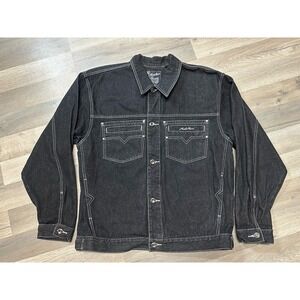VTG Kani Jeans Men's 100% Cotton Denim Black Jacket Long Sleeve - Size XL